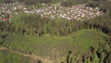 Ein-Malerisches-Dorf,-Eingebettet-In-Einen-Dichten-Kiefernwald-Entlang-Der-Ostseeküste