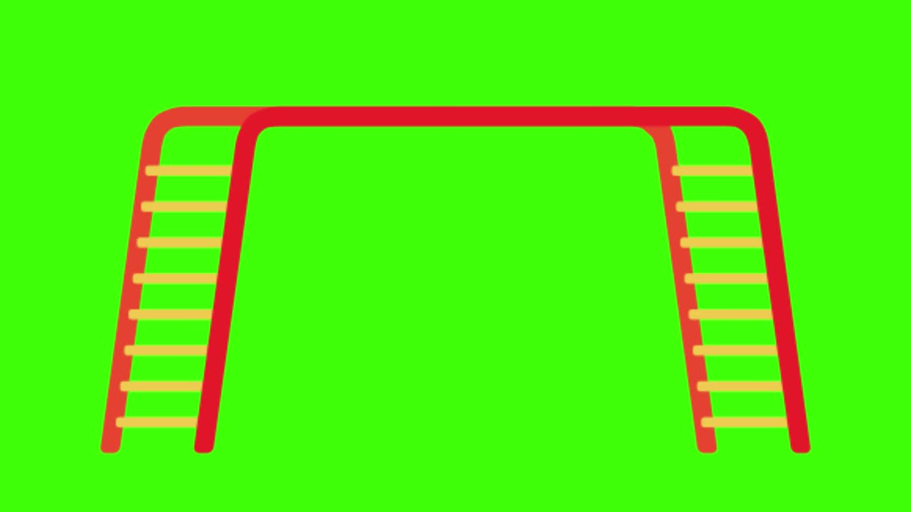 ilustración animada en 2d de una barra de gimnasia en una pantalla verde