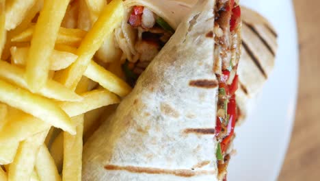 delicious wrap with fries