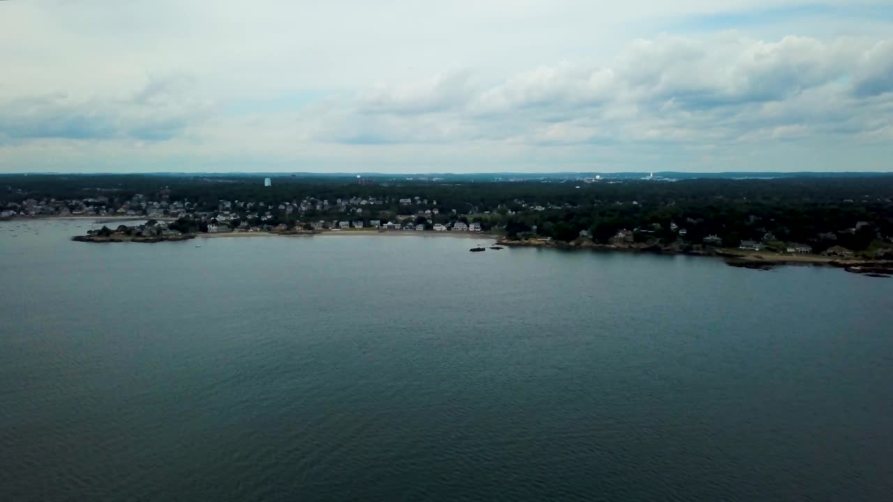 Swampscott beach and township in panoramic aerial view