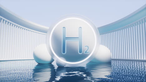 hydrogen energy with water surface, 3d rendering.