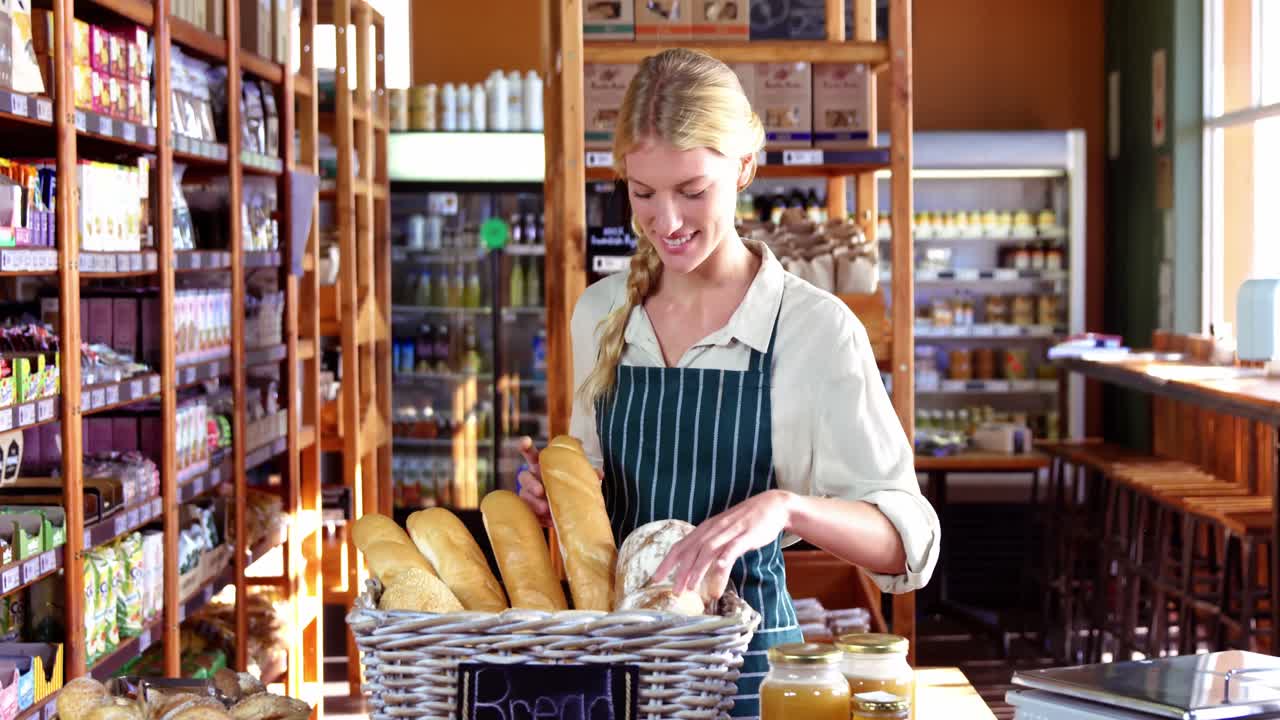 웃는 여성 직원 들 이  ⁇  카운터 에서  ⁇   ⁇ 어리 를 확인 하고 있다