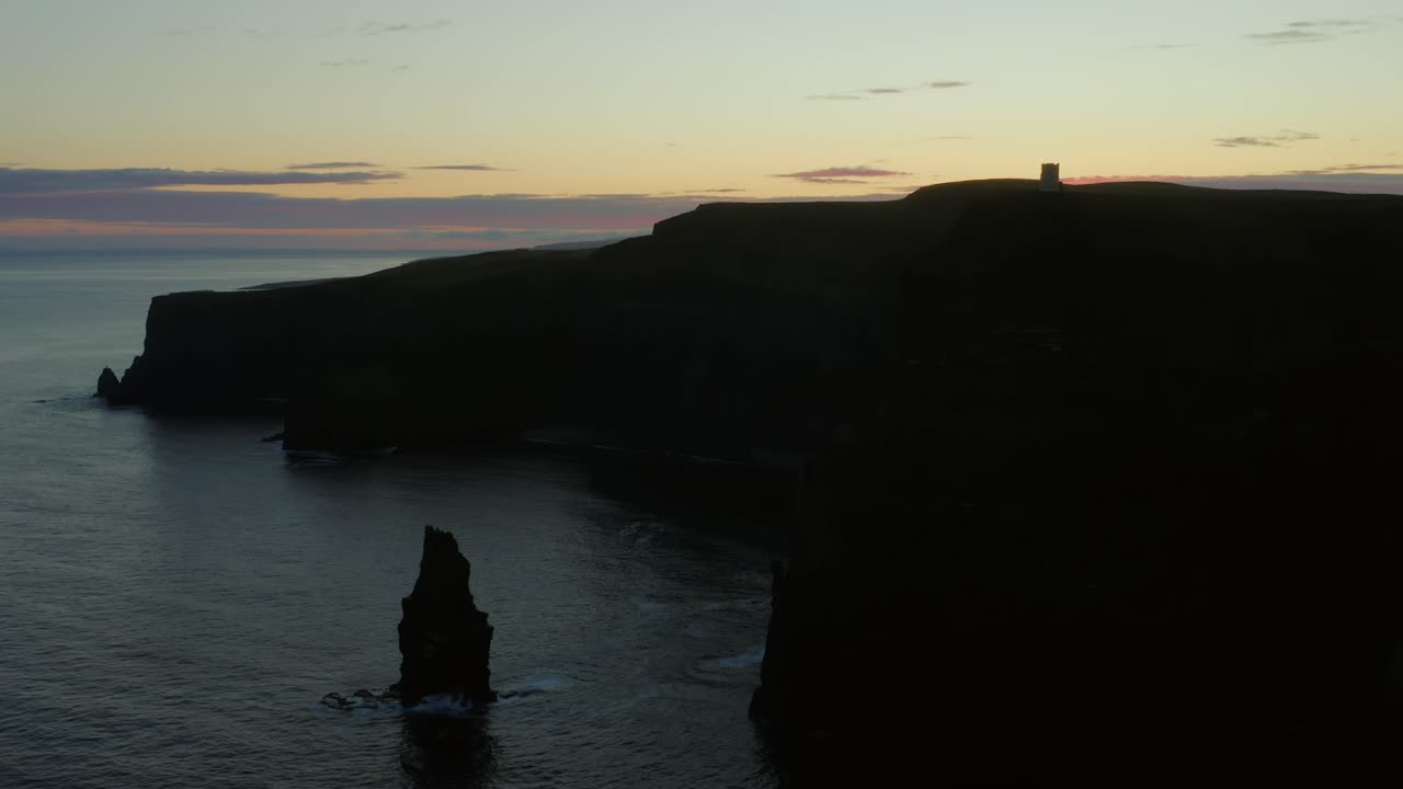 Dramatic Sunset Silhouette of Cliffs of Moher, Ireland