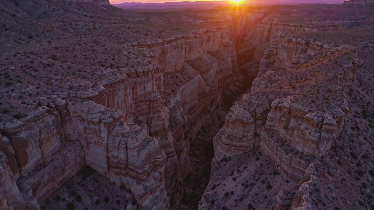 Aerial View of Deep Canyon at Sunset