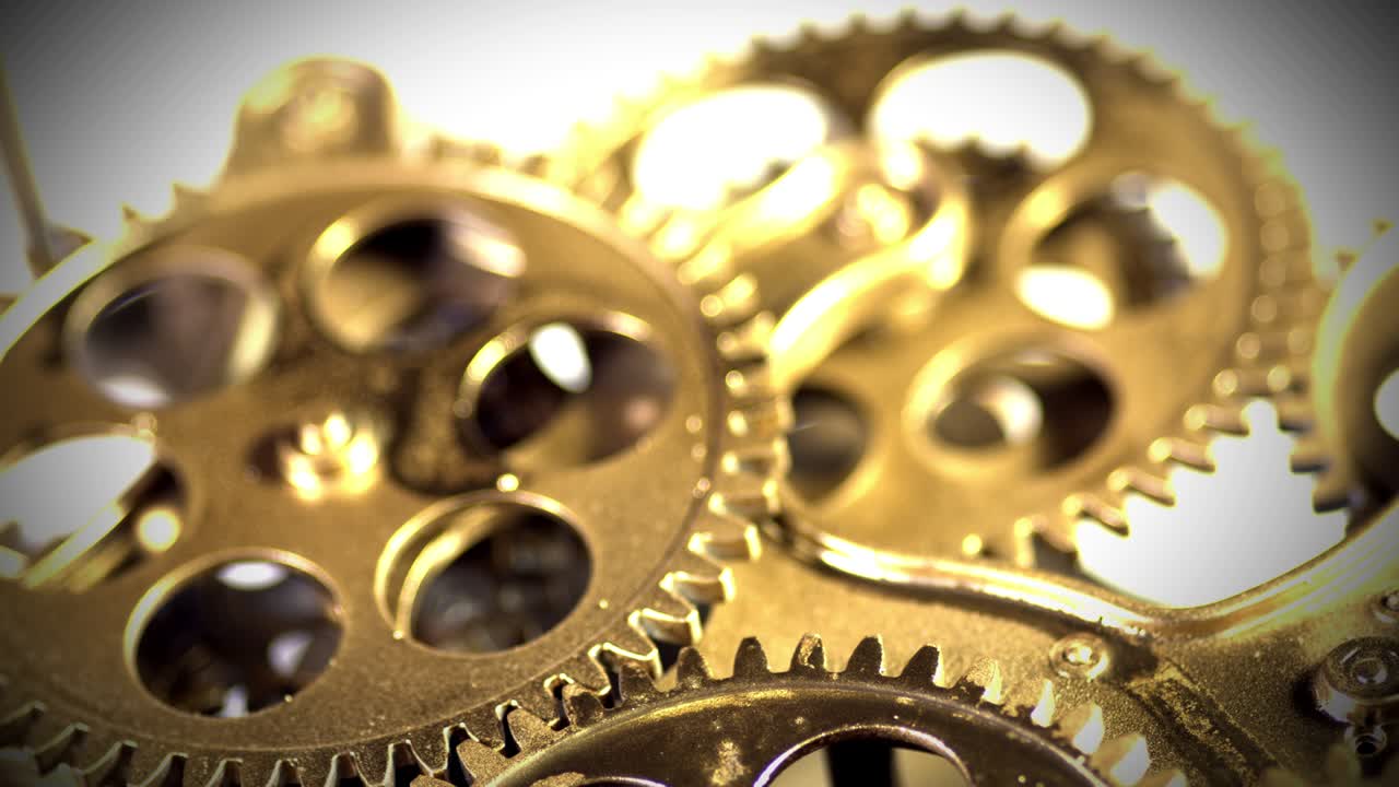 Close Up Magical Vintage Gears in Working Mechanism