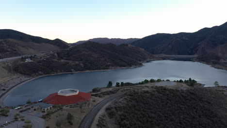 pyramid lake in california at tejon pass or the grapevine pass, aerial