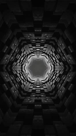 dark tunnel kaleidoscope with radiant light. looped animation vertical