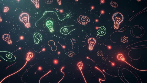 abstract glowing light bulb pattern with neon lines