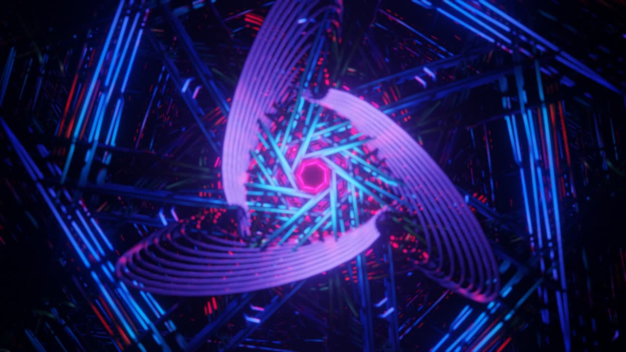 abstracto sin fisuras multicolor psicodélico hipnótico fondo de bucle vj. gráficos 3d para la transición del escenario de la música, espectáculos, retro, hitech.