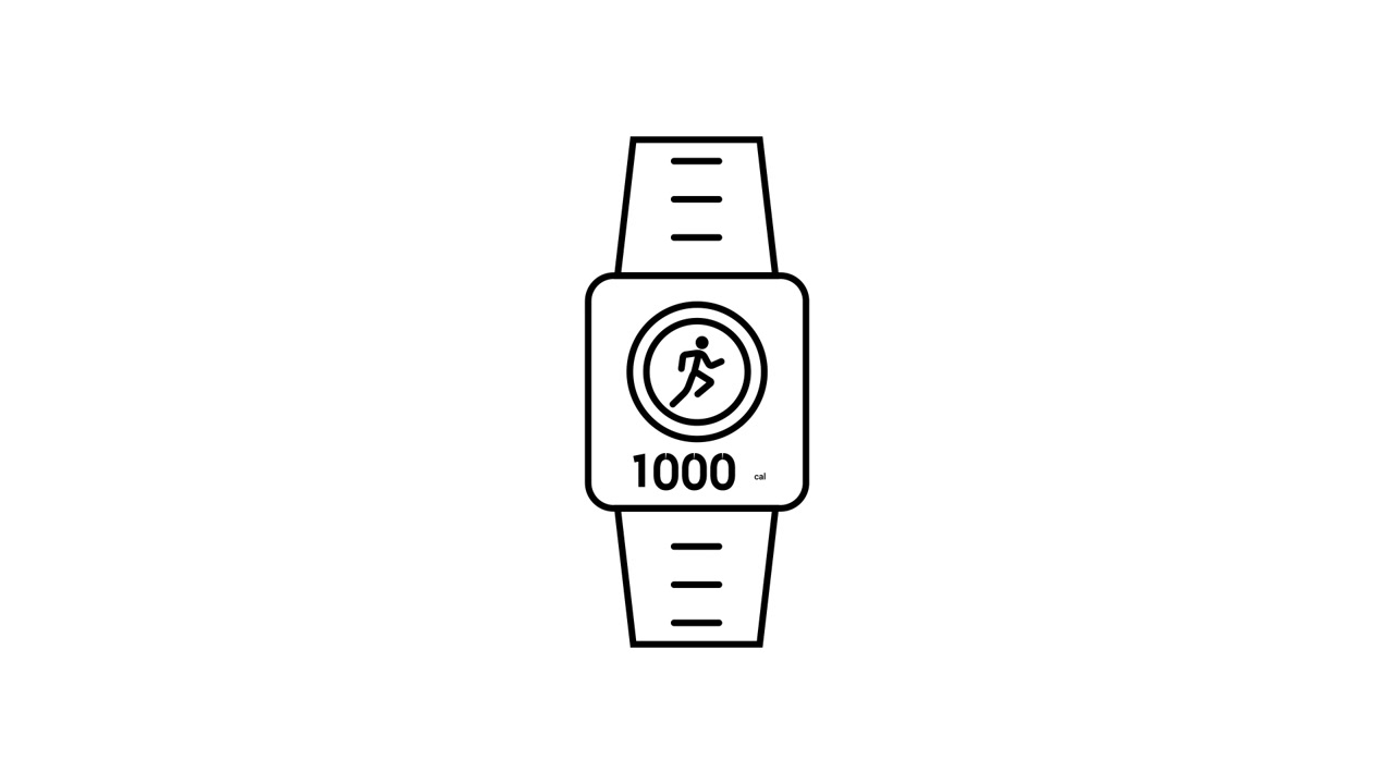 Animated Smartwatch Icon Showing Calories Burned