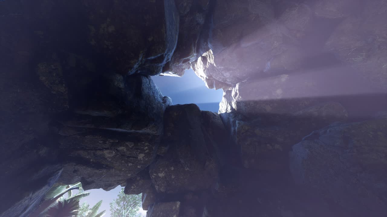 luz del sol dentro de una cueva misteriosa