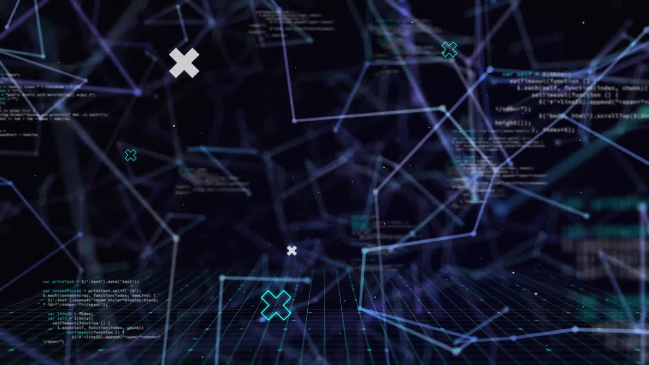 Network of connections against blue background