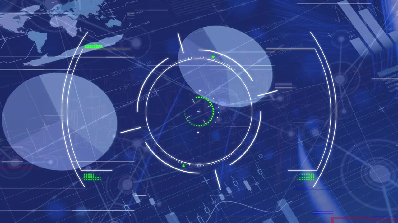 Animation of dna strand spinning and network of connections over cityscape