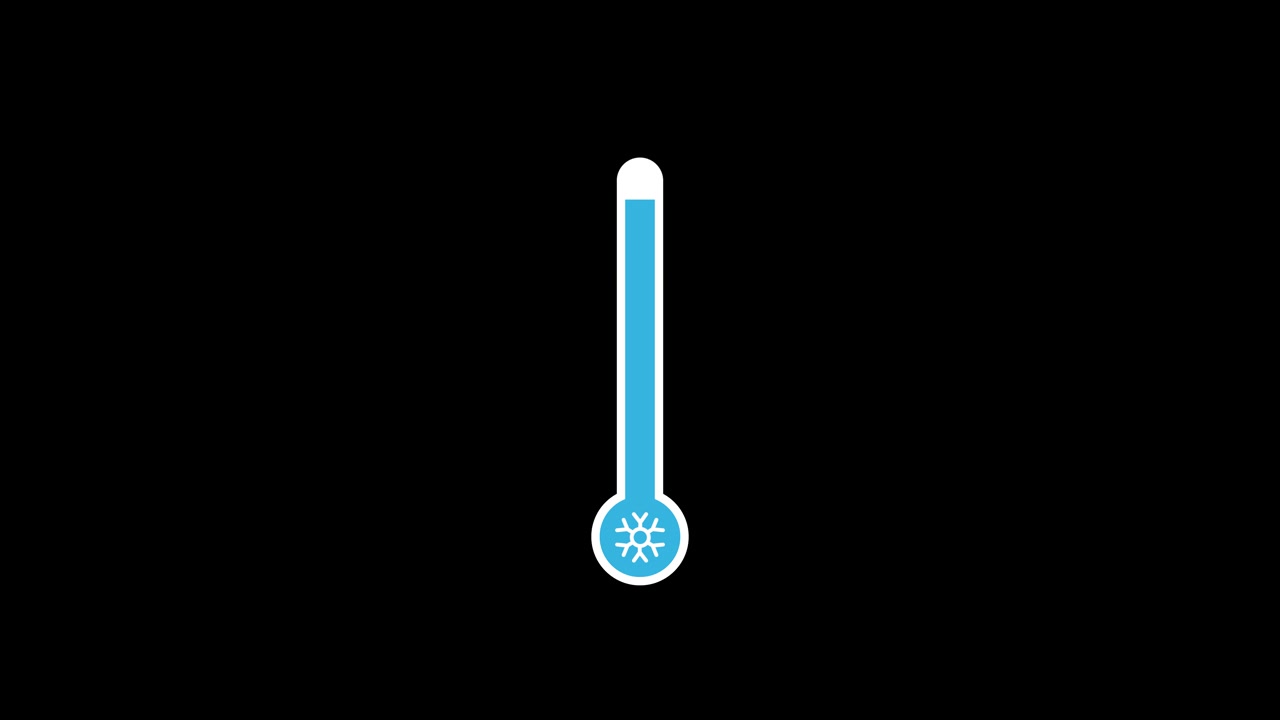Animated Cold Temperature Thermometer Icon with Rising Blue Level