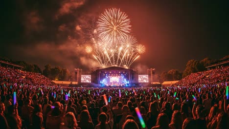 an electrifying night filled with colorful fireworks and enthusiastic crowds at an unforgettable live performance event