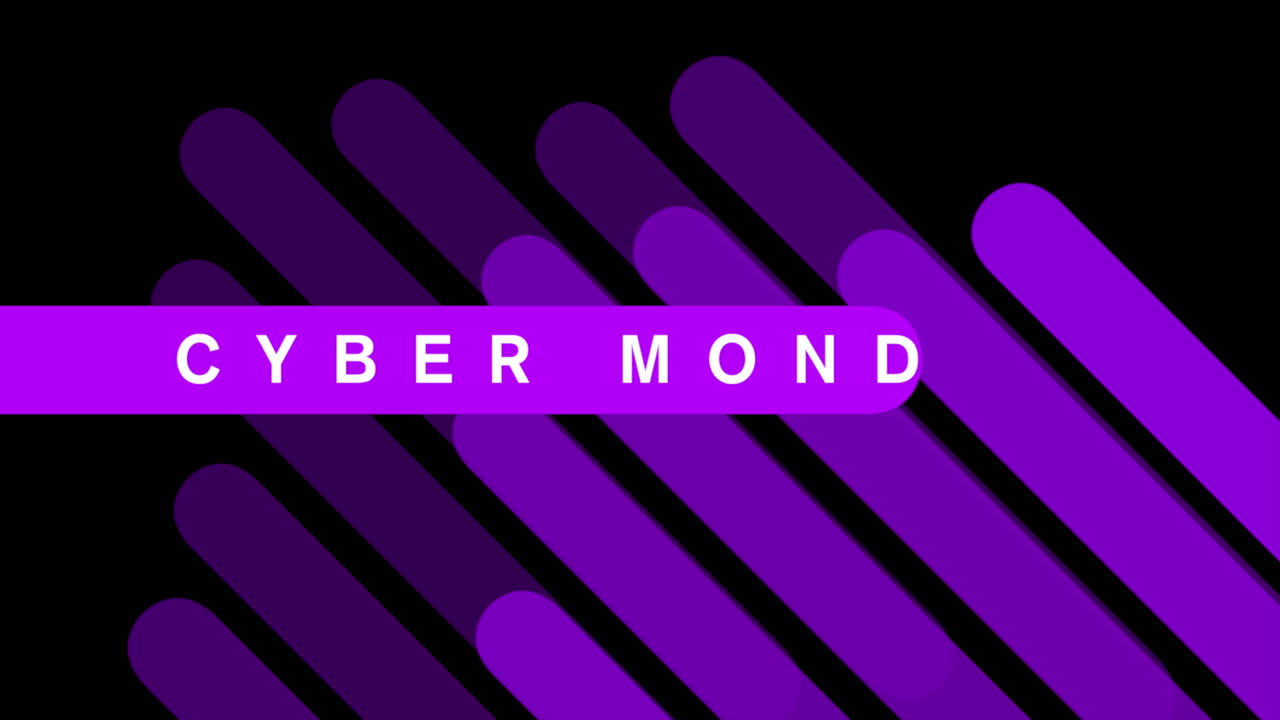 Cyber Monday med lilla striber på sort farveovergang
