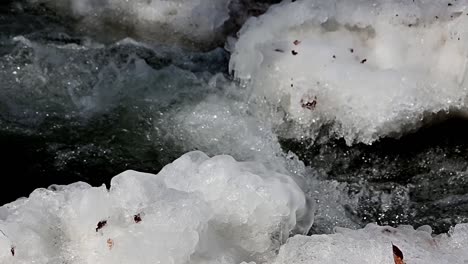 ice banks of stream during winter