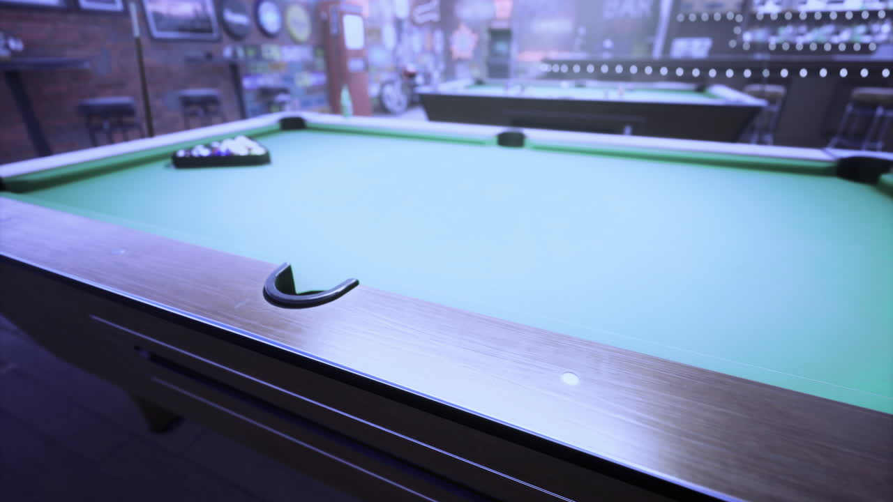 Thrilling game of billiards in a cozy bar setting during evening hours