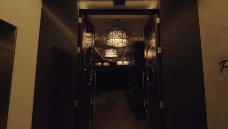 a steadicam shot of a hotel lobby and a luxurious hallway