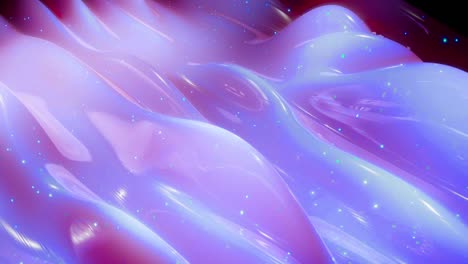 abstracto fondo festivo 3d como superficie de dulzura con hermosas olas correr en una superficie muy brillante y brillante con brillo brillante, chispas luminosas, gradiente de color rosa azul brillante. animación de bucle 4k