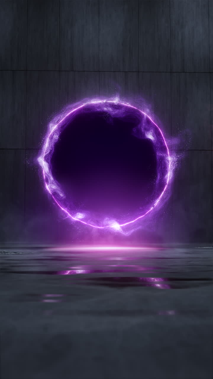 Looping glowing energy portal in scifi room