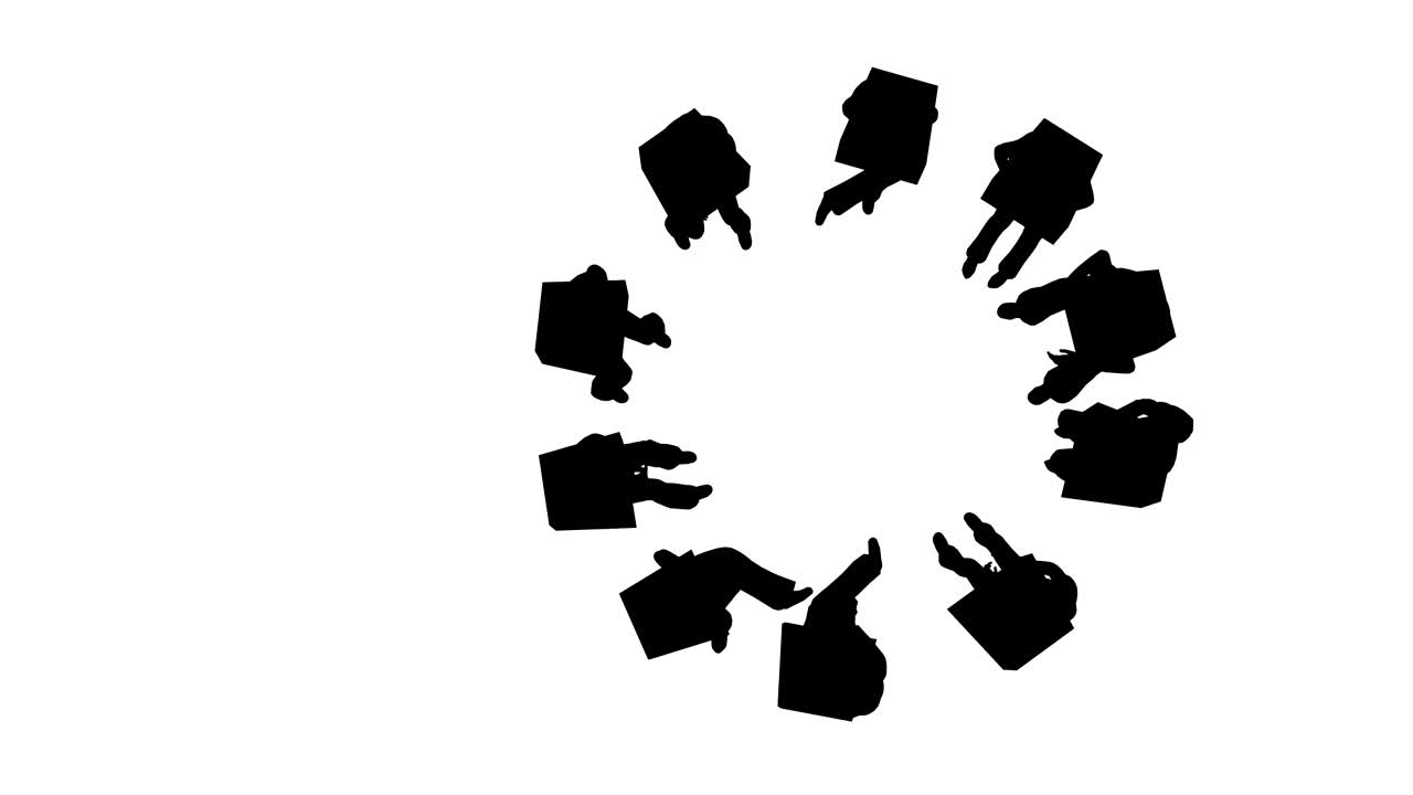 색 배경 4k에 서클에 있는 사람들의 실루