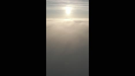 amazing view over clouds at sunset