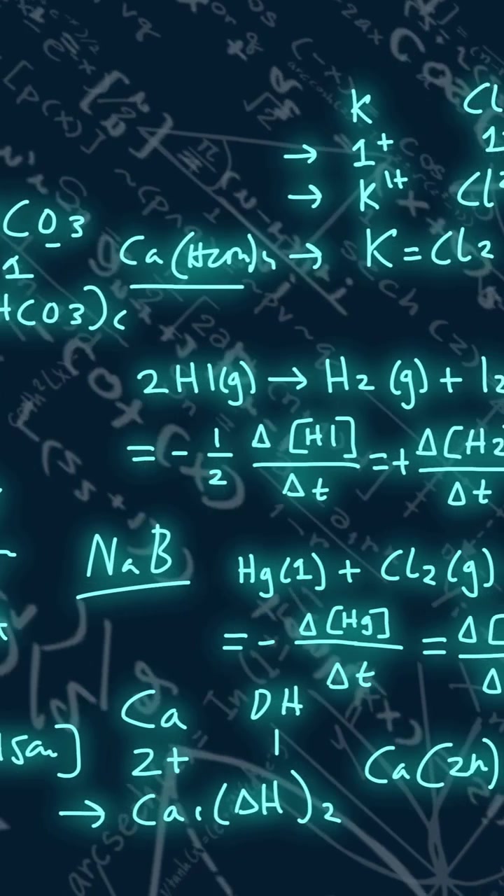 Animation of mathematical equations on black background