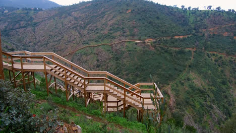 wooden walkways through the mountains to visit the demo walkway site in alferce, monchique