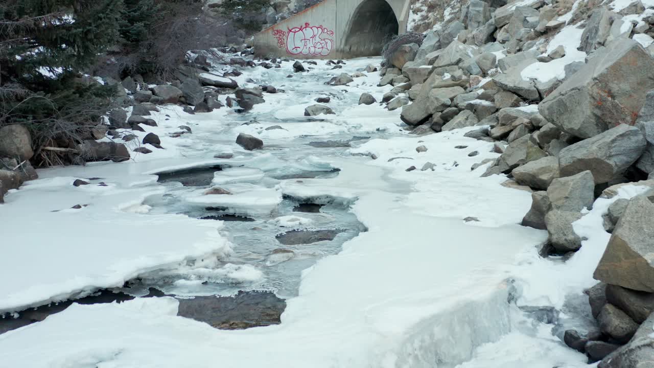 vistas aéreas de cuerpos de agua congelados en las áreas cercanas a boulder y nederland colorado