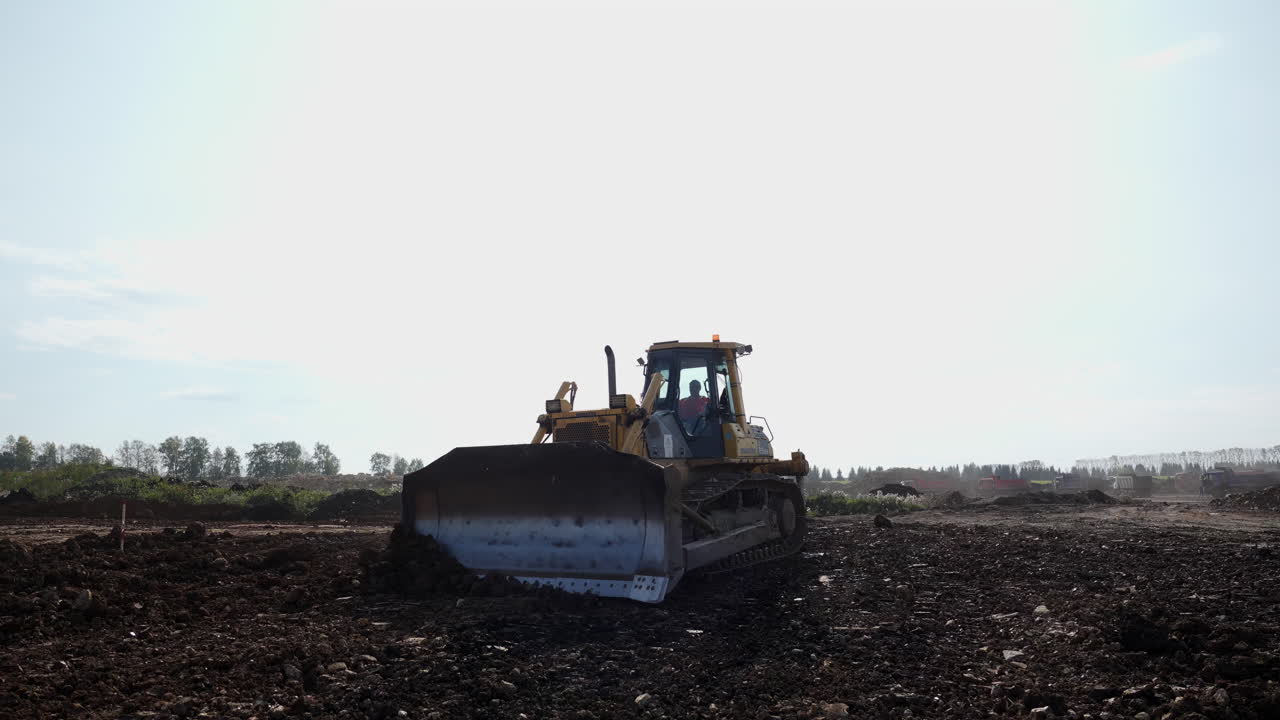 Bulldozer operating on a construction site