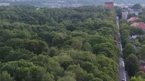 Oakwood-park-in-Kaunas,-Lithuania.-Drone-aerial-view