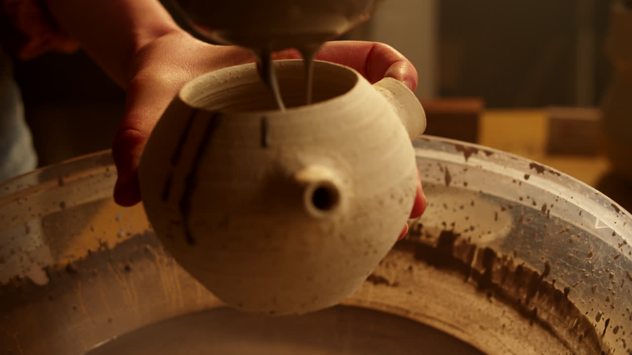 Pottery Artist Working on a Piece