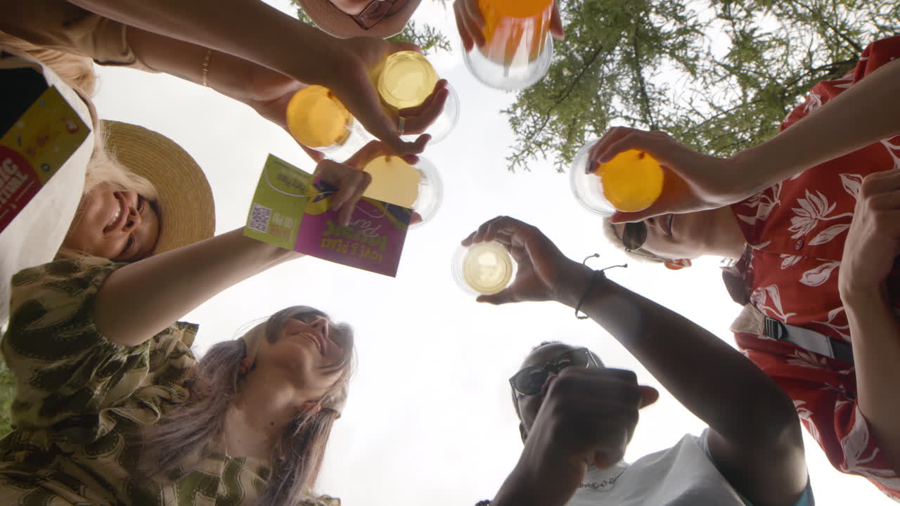 amigos en un festival de música al aire libre