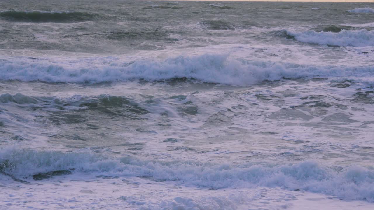 Storm Waves Rolling onto Beach. Dramatic Illustration of Natural Power