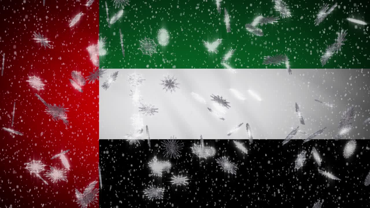 아랍에미리트 발 눈이 떨어지는 루프, 새해와 크리스마스 배경, 루프