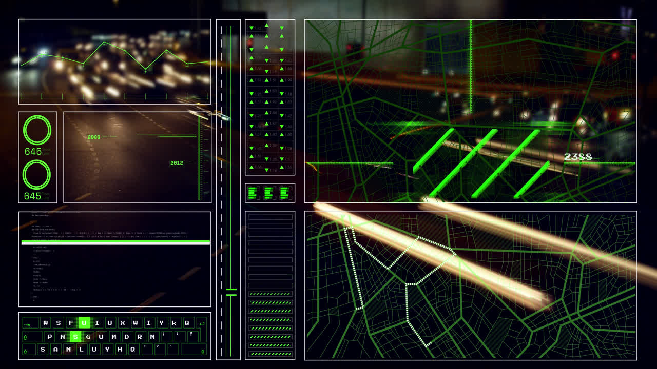 animación de gráficos, lenguaje informático y patrón de navegación, lapso de tiempo de vehículos en movimiento