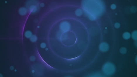 video generado digitalmente de puntos brillantes que se mueven sobre círculos contra un fondo azul