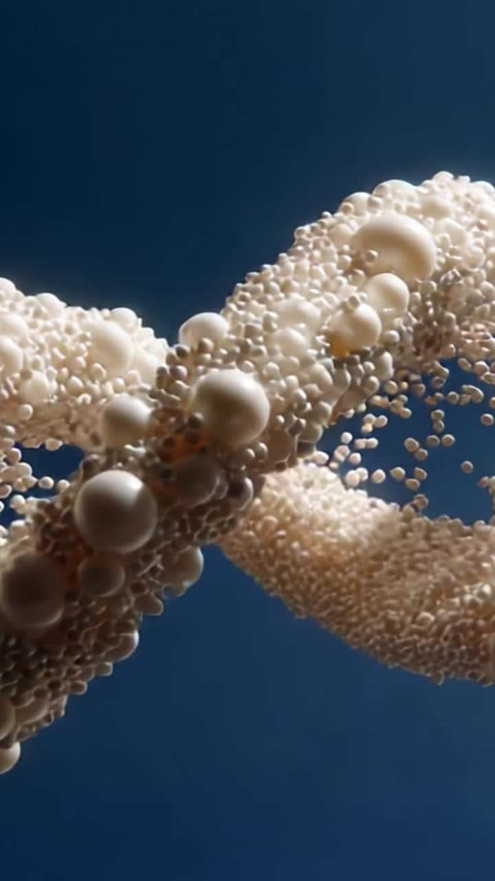 Captivating Macro View of Ethereal Bubbles and Pearls Forming a Unique Spiral Structure Against a Deep Blue Background, Evoking a Sense of Wonder and Beauty