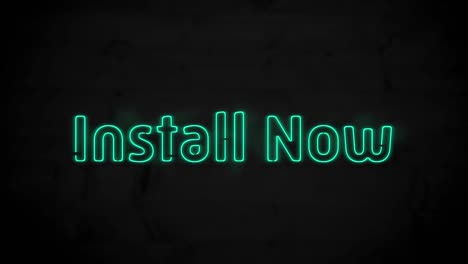 animation of neon green install now text banner against black background