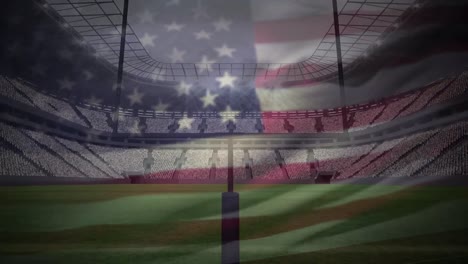 animation of usa flag over american football stadium