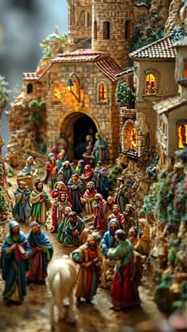 religious figures gather in a detailed nativity scene during festive season