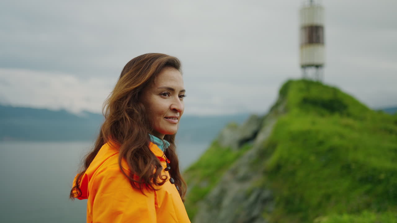 Woman on a scenic coastal hike