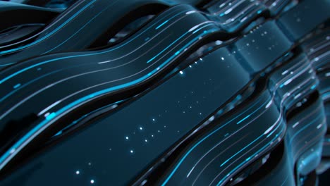 blue neon light trails on glass 3d render seamless loop animation