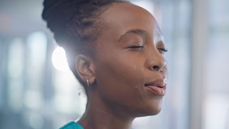 Black-woman,-breathing-and-meditation