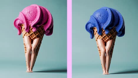 ice cream legs - pink and blue