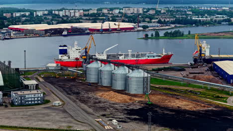 aerial view of big maritime industry in an european port