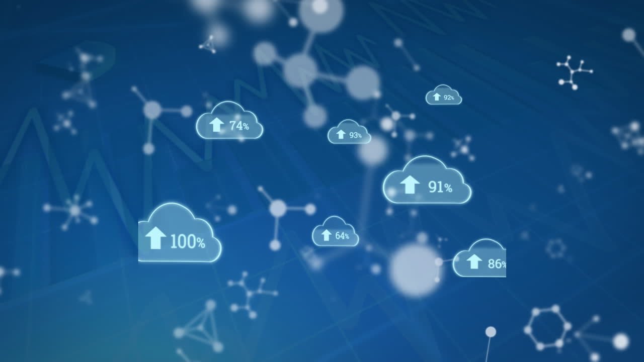그래프와 분자에 대한 점점 더 많은 수의 구름의 애니메이션