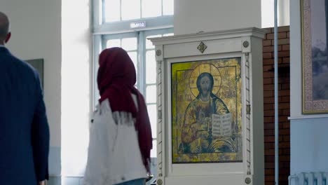 people visiting a church