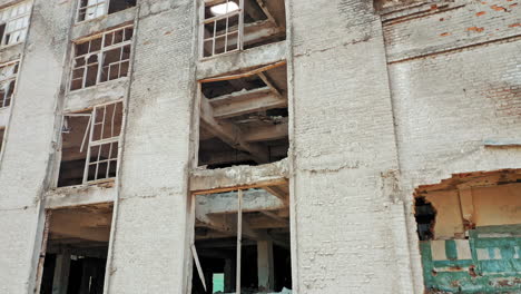 old industrial building for demolition. abandoned building exterior. aerial view.